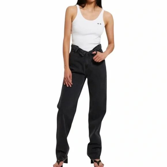 Ksubi Undone Playback Navanas Jeans Size 32 Black Baggy Wide Leg Rebel Denim - Picture 2 of 9